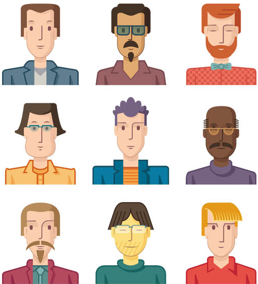 Colored People Avatars 6 vector material