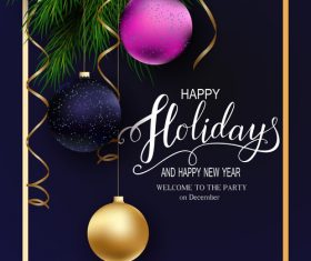 Colored christmas ball with blue holiday background vector