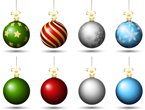 Colored christmas baubles set vector