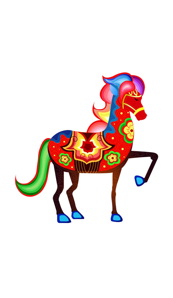 Colored floral horse vector