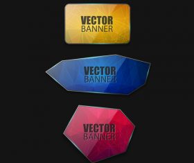 Colored glass banners template with polygon vectors 02