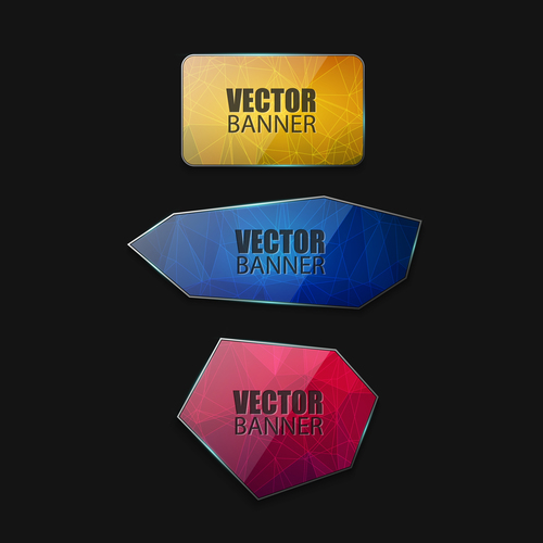 Colored glass banners template with polygon vectors 02