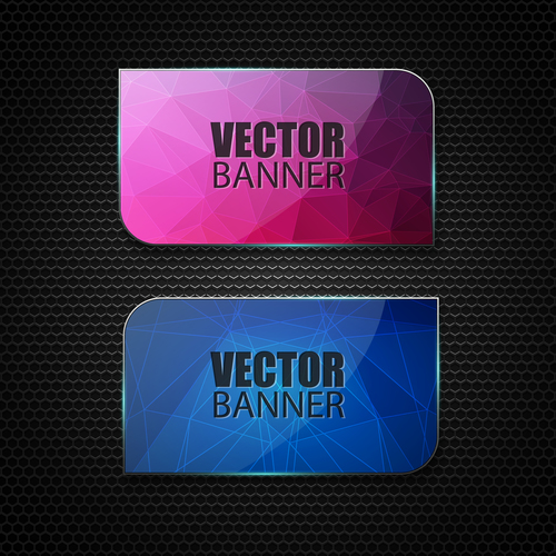 Colored glass banners template with polygon vectors 03