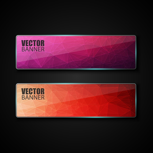 Colored glass banners template with polygon vectors 04