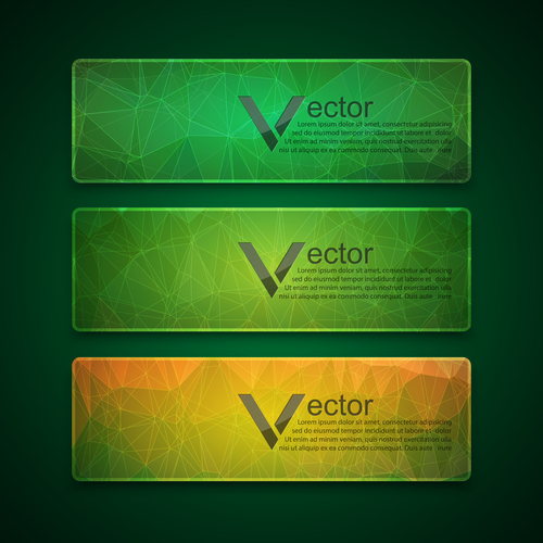 Colored glass banners template with polygon vectors 05