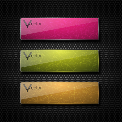 Colored glass banners template with polygon vectors 06