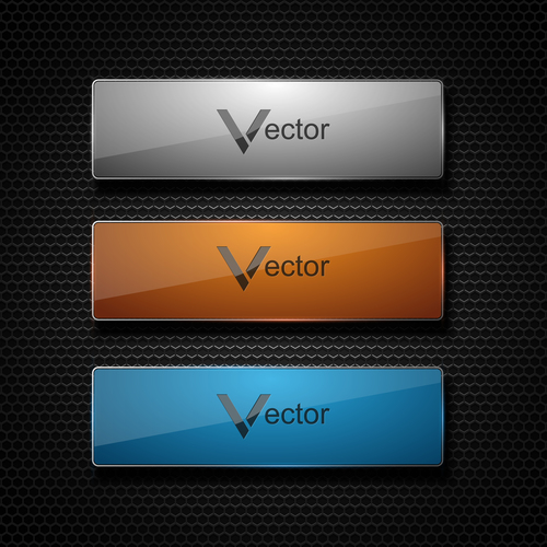 Colored glass banners vectors material