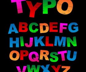 Colored grunge alphabet font vector