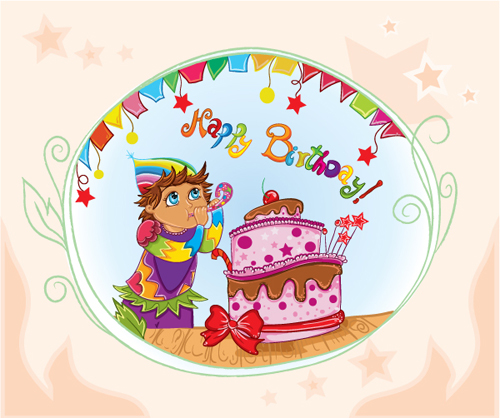 Colored happy birthday card vector