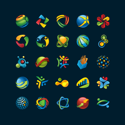 Colored icons set vector