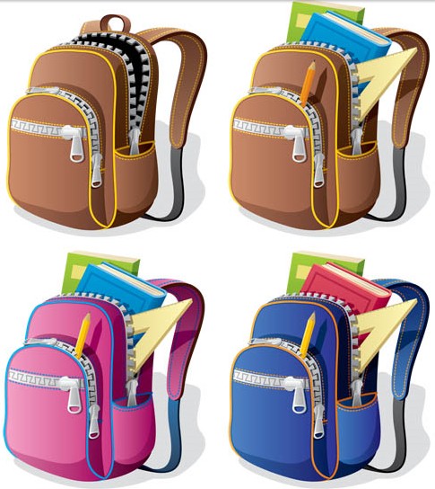 Colored school bags vectors graphics