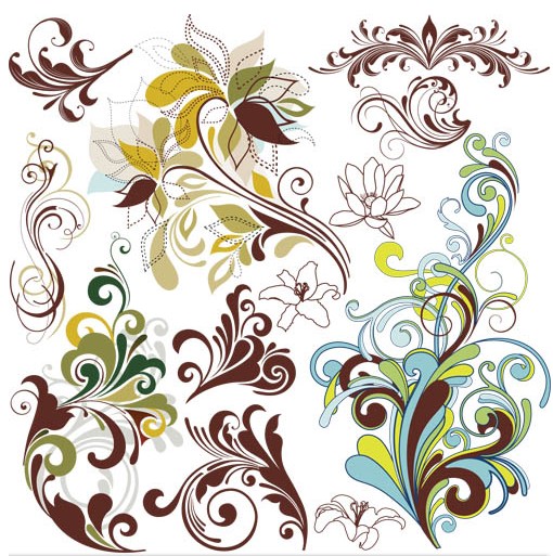 Colorful Floral Ornaments vector
