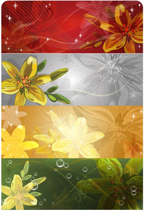 Colorful Flowers Banners vectors