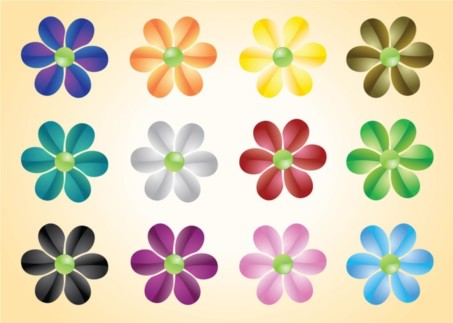 Colorful Flowers Vectors design