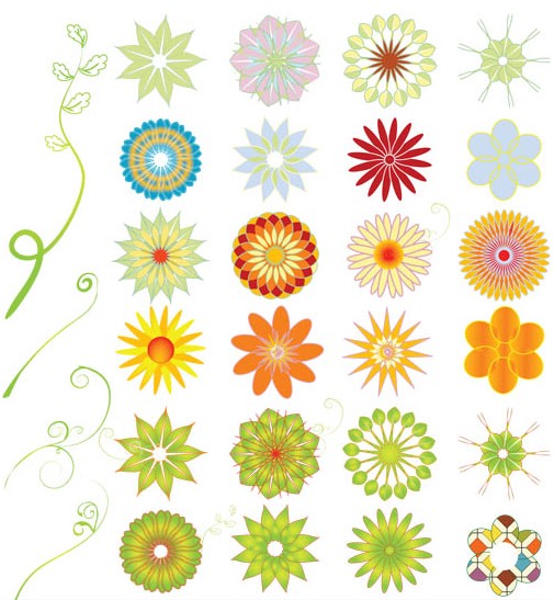Colorful Flowers free shiny vector