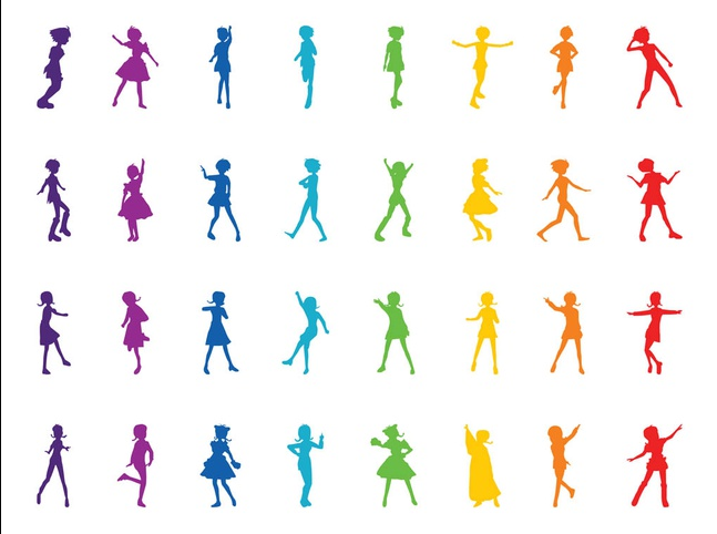 Colorful Girl Silhouettes vector
