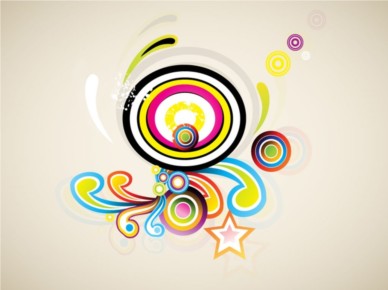 Colorful Retro Swirls background vectors graphics