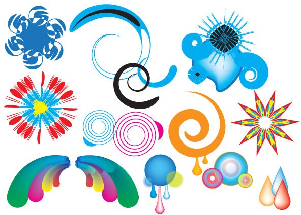 Colorful Swirls and Shapes Free vectors graphic