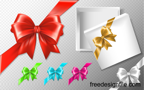 Colorful bow with gift boxs illustration vector