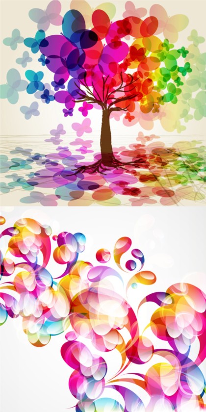 Colorful fantasy creative background set vector