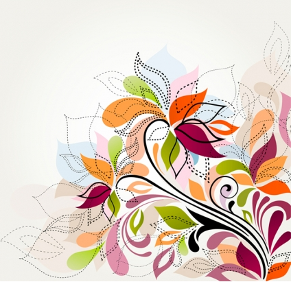 Colorful floral Free shiny vector