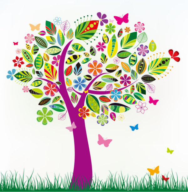 Colorful floral tree vector