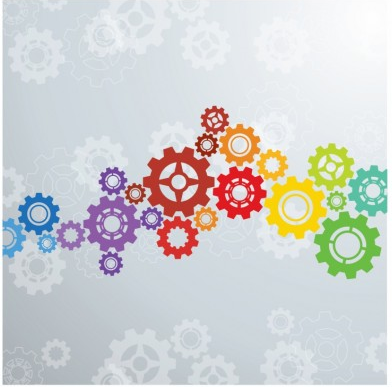 Colorful gears background vector