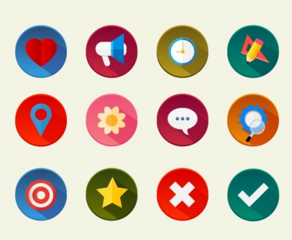 Colorful icons set Free vector