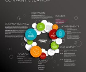 Company profile circles dark template vector