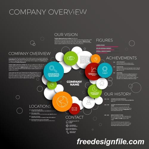 Company profile circles dark template vector