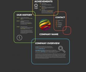 Company profile obdelniky lines dark template vector