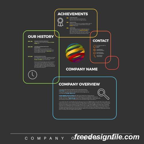Company profile obdelniky lines dark template vector