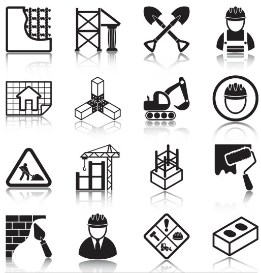 Construction Black Icons vector design