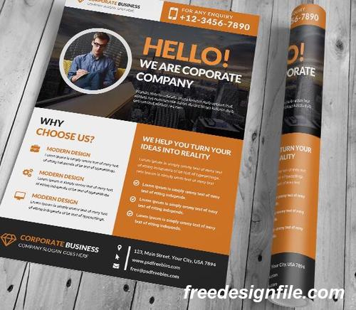 Corporate and Clean Business Flyer with Poster PSD Template