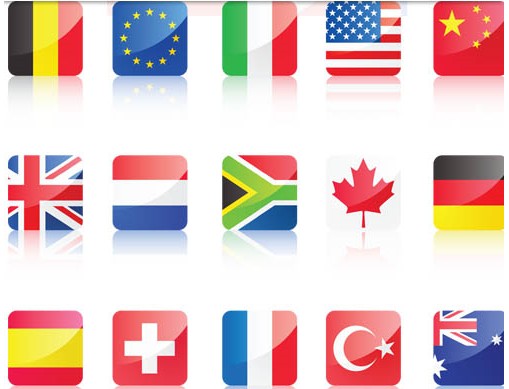 Countries Glass Symbols free vector