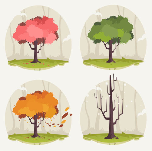 Creative Season Trees vector material
