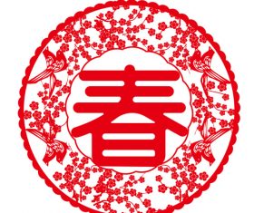 Creative paper cut spring word vector