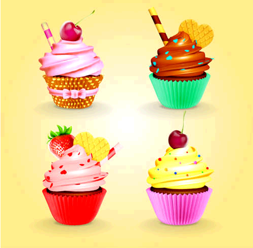 Cupcakes set vector