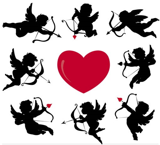 Cupids Silhouettes vector