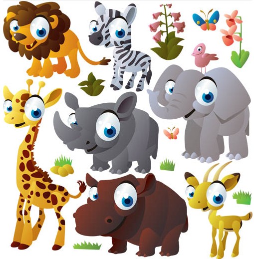 Cute African Animals Vector Illustration