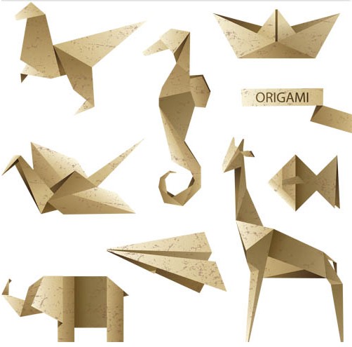 Cute Animals Origami Vector shiny