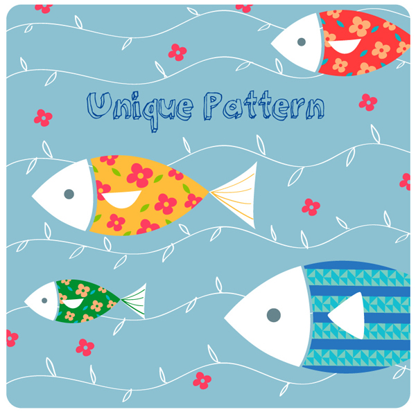 Cute Cartoon Fish pattern vector