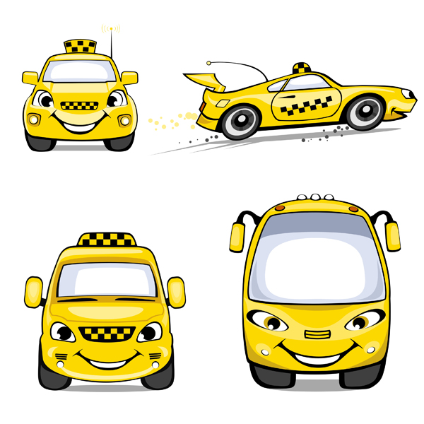 Cute Cartoon Taxi vector