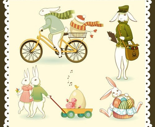 Cute Easter eggs rabbit vector design