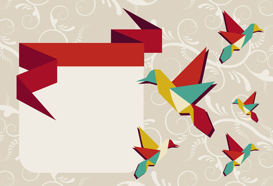 Cute Origami Bird Background 2 set vector