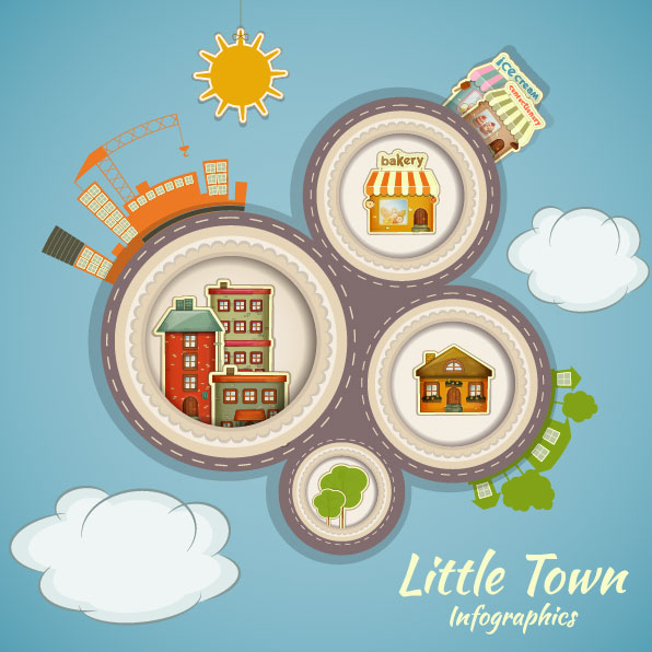 Cute Town infographics vector