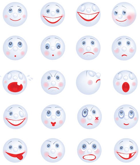 Cute White Smileys vector graphic