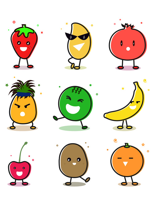 Cute cartoon fruit vector