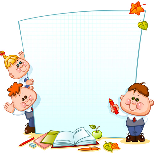 Cute children with paper school background vector 04