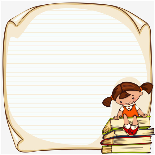 Cute children with paper school background vector 08 free download